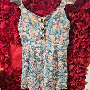 Valphisio NWT Girls Floral Blue Romper Size 9-10 Years Old